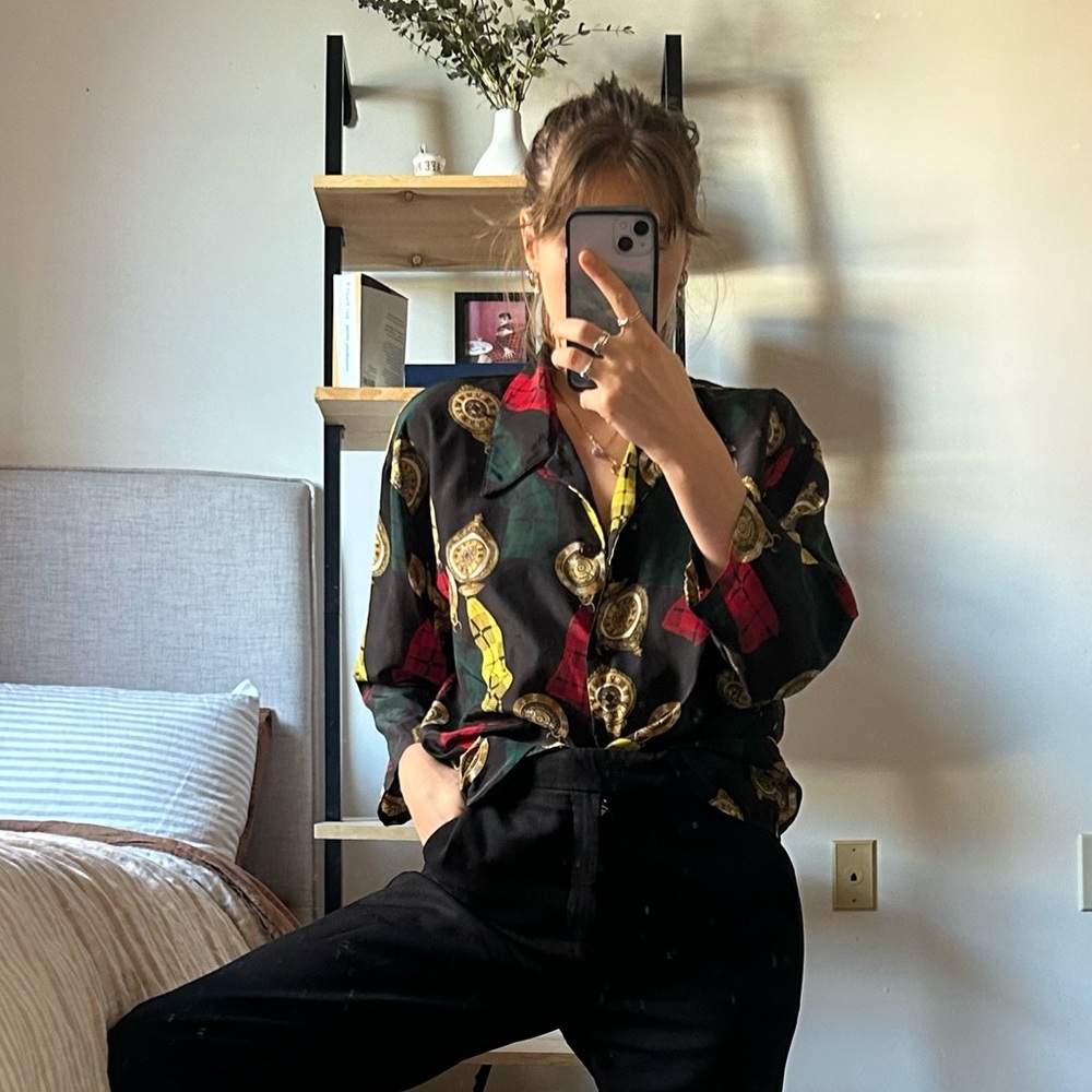 Chiffon button up vintage pattern